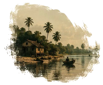Landscape artwork — riverside scenery